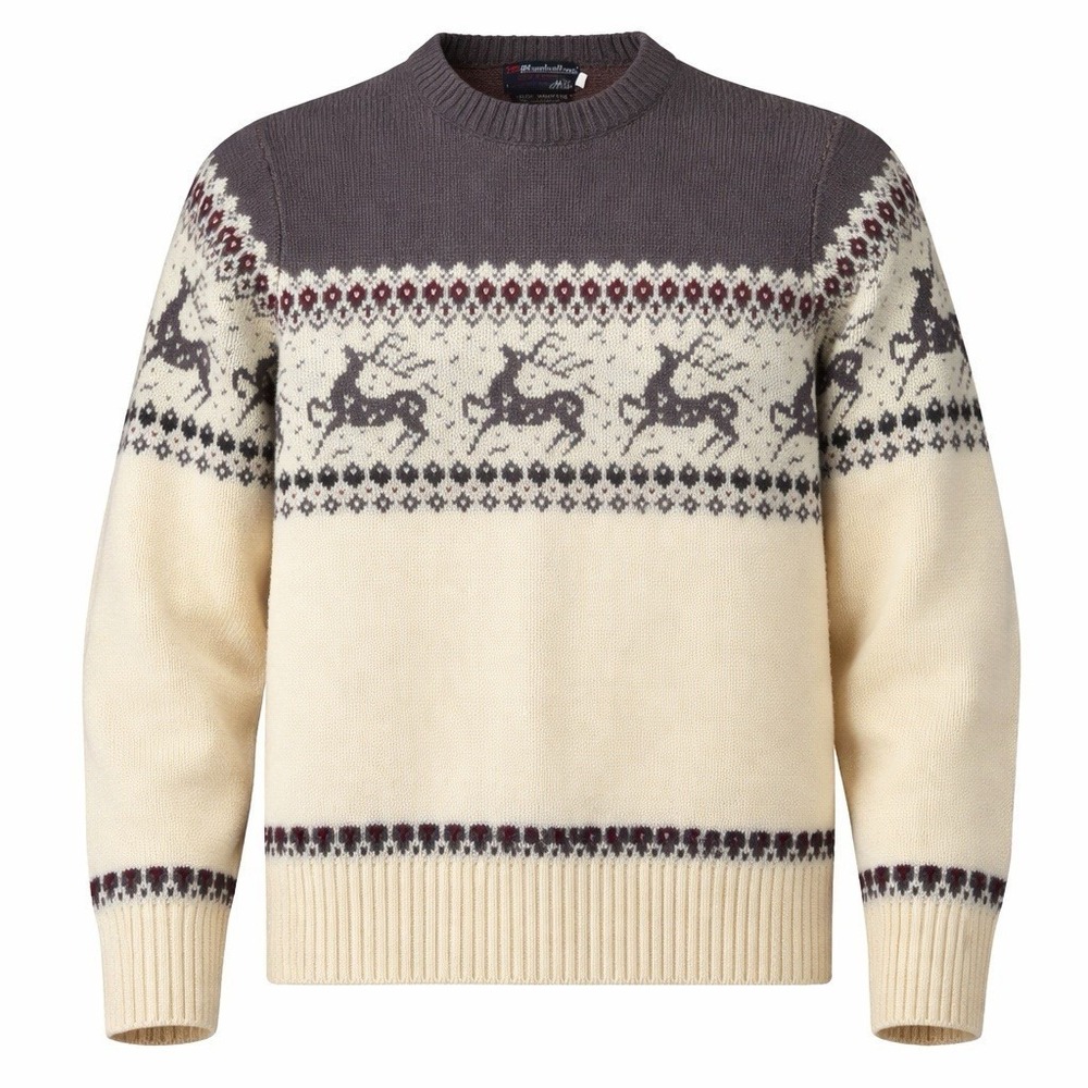 Vintage 70s Manhattan‎ The Hub Reindeer Fair Isle Sweater Wintuk Large USA